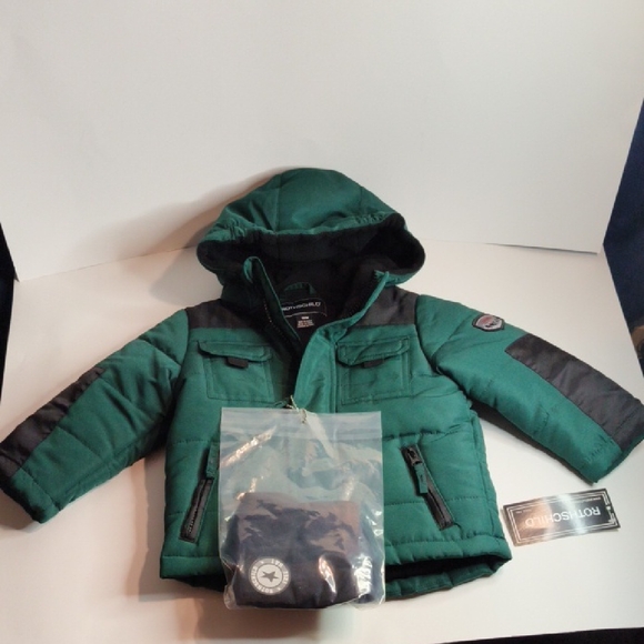 Rothschild Color block Green/Black Jacket With Hat NWT Size 12 Months - Picture 1 of 15